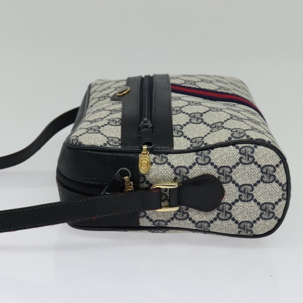 GUCCI GG Supreme Sherry Line Shoulder Bag PVC Navy Gold - Picture 5 of 16
